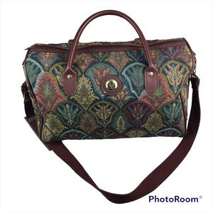 Vintage DVF floral tapestry carry on luggage  bag
